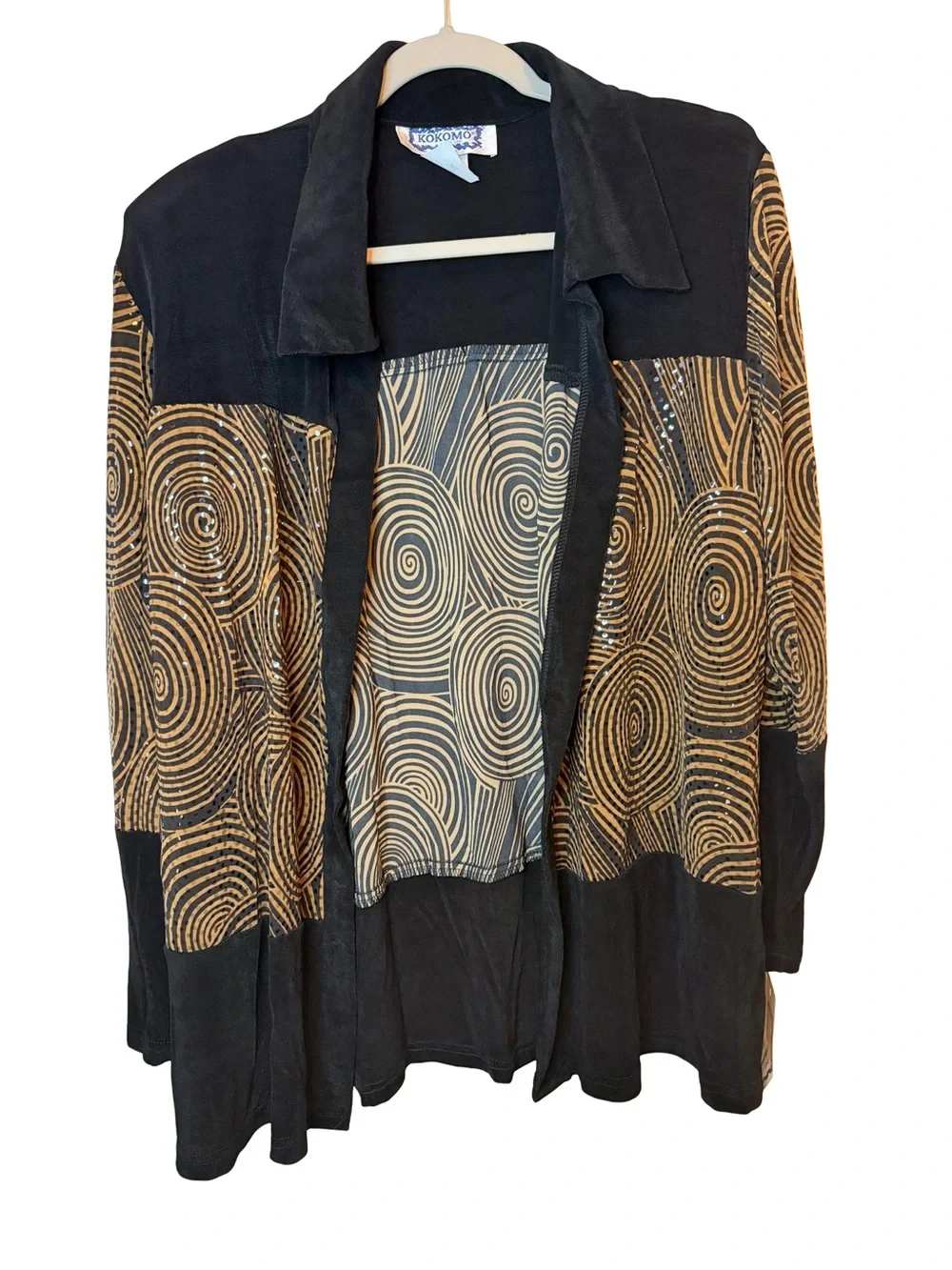 NWT Kokomo Unlimited Vintage Blouse Black Gold Swirl Sequin XL 90s Art Wear - Picture 3 of 12